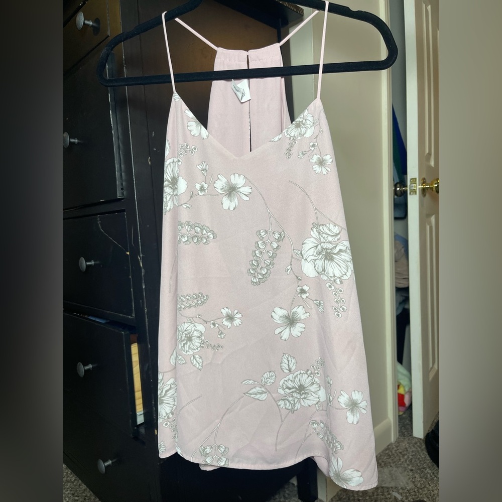 Express Pink Floral Halter Top